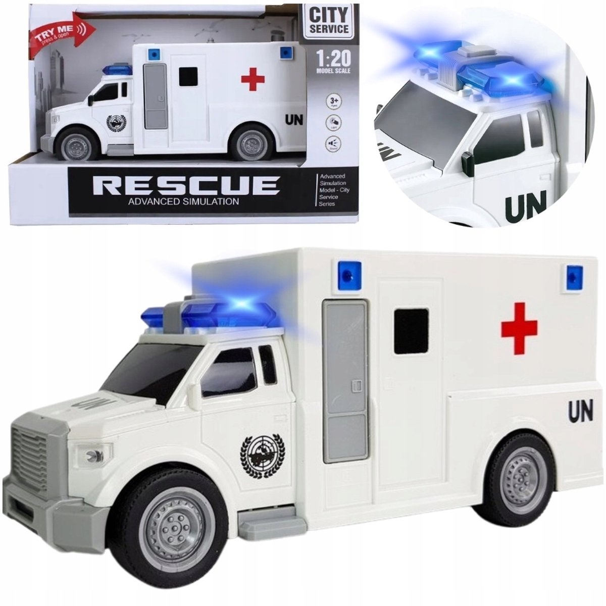 Ambulance Speelgoedauto met Geluid & Licht, Openende Deuren