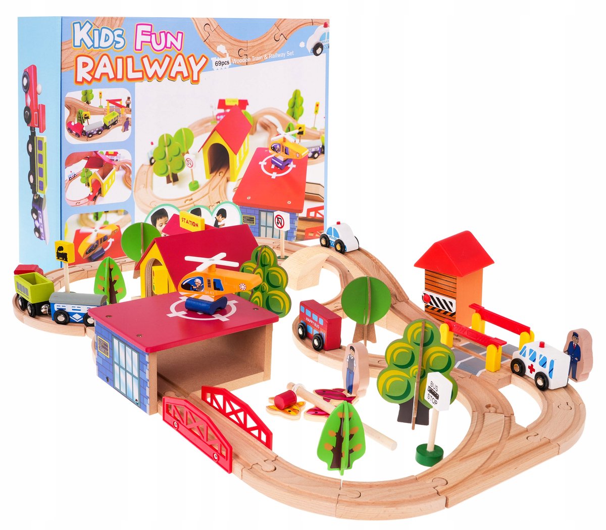 Houten Treinbaan met Uitgebreide Set & Accessoires - Educatief Speelgoed