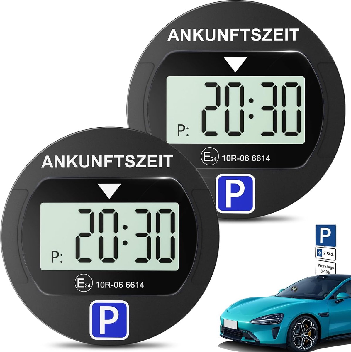 WARMFAY Elektronische parkeerschijf met toestemming van KBA- 2 PACK-Zwart