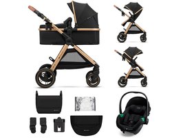 Kinderkraft ESME PRO 3-in-1 Kinderwagen – Beigekleurige multifunctionele combi met reiswieg, wandelwagen en autostoel - Zwart