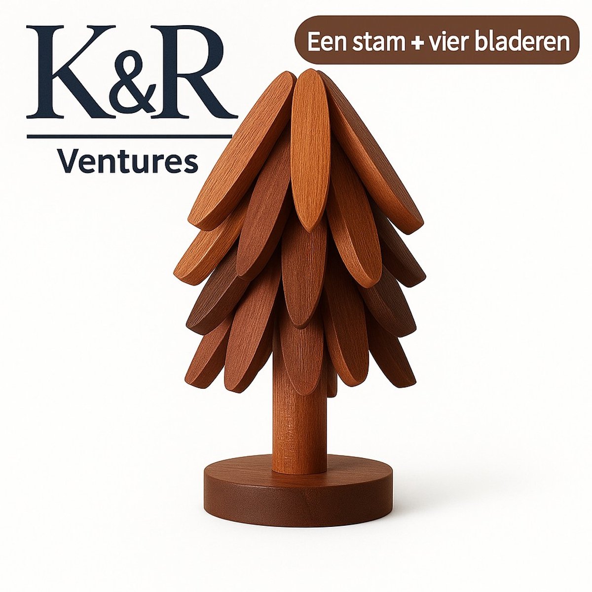 K&R Ventures® Houten Pannenonderzetter – 4 Stuks – Hittebestendige Boom Design – Pannenhouder & Tafelmat – Duurzame Onderzetter Set – Minimalistisch Design – Perfect Keukencadeau