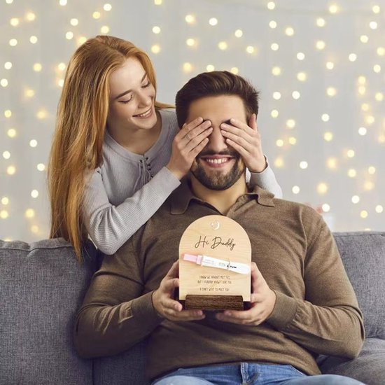 Houten zwangerschapsaankondigingsbord voor papa - “Hi Dad” baby verrassing, creatieve zwangerschap onthulling voor echtgenoot - cadeau aanstaande vader, baby aankondiging bord van "keekoon" — afbeelding 5