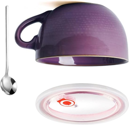 OTIX Soepkommen - met Oor - Set van 4 - Verschillende kleuren - Soeptassen - Aardewerk - 600 ml - HEATHER