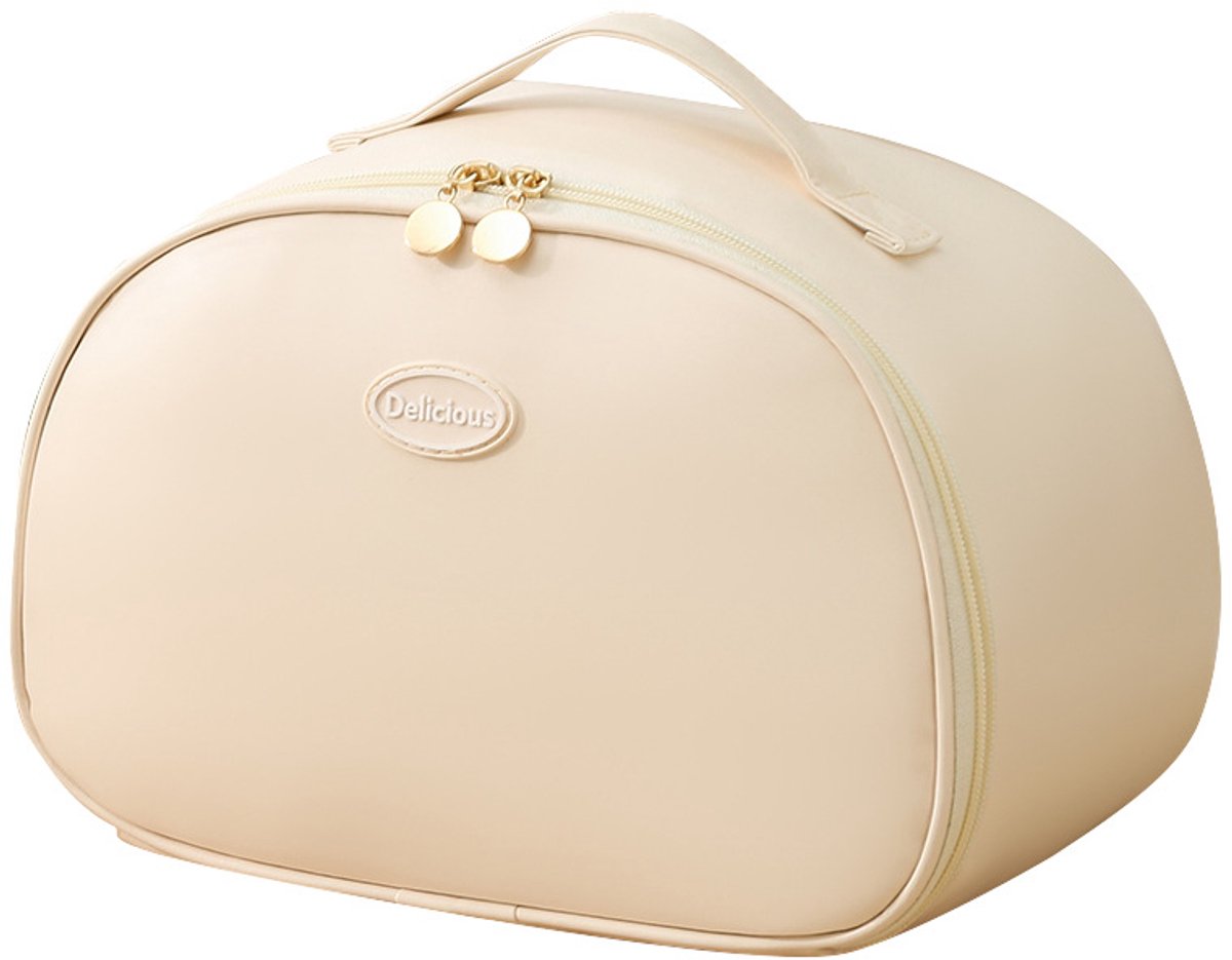 Koeltassen - Geïsoleerde lunchtas voor vrouwen, PU-leerkoellunchtas, geïsoleerd voor werk, waterdicht, geschikt voor kantoor en kamperen (beige-wit)