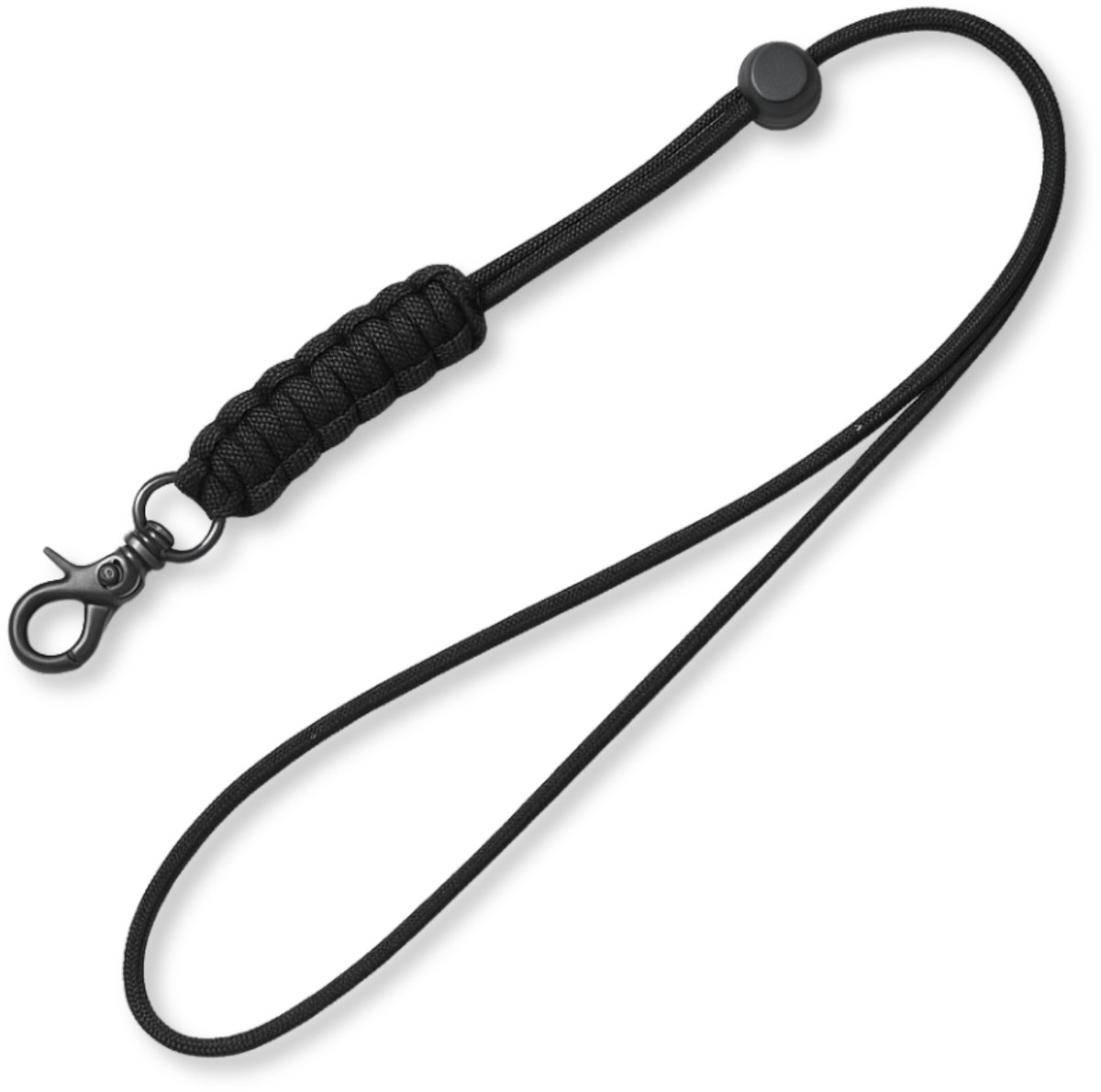 Travel Cords - Keycord gevlochten zwart - Stevig nylon - Verstelbare lus
