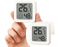 Digitale Kamerthermometer & Hygrometer – Wit | Temperatuur- & Luchtvochtigheidsmeter | Compact LCD Display | Voor Woonruimte, Kantoor & Kas – 4,5 x 4,5 x 1 cm