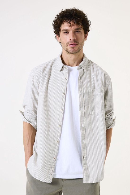 Chemise unie verte à manches longues pour homme GARCIA