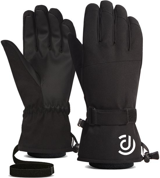 Winter Touchscreen Handschoenen Ski Handschoenen Heren en Dames Warme Winter Handschoenen Outdoor Vijf Vinger Touchscreen Handschoenen Fietsen Sport Katoen Maat M (Zwart)
