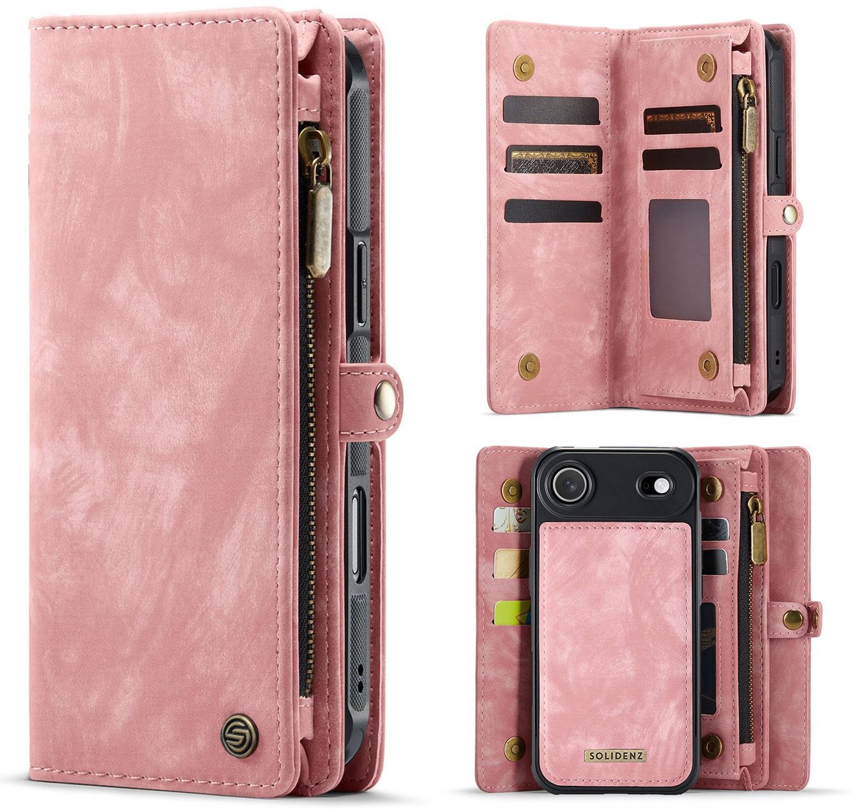 Solidenz Hoesje - Geschikt voor Apple iPhone Air - Urban Wallet - Roze