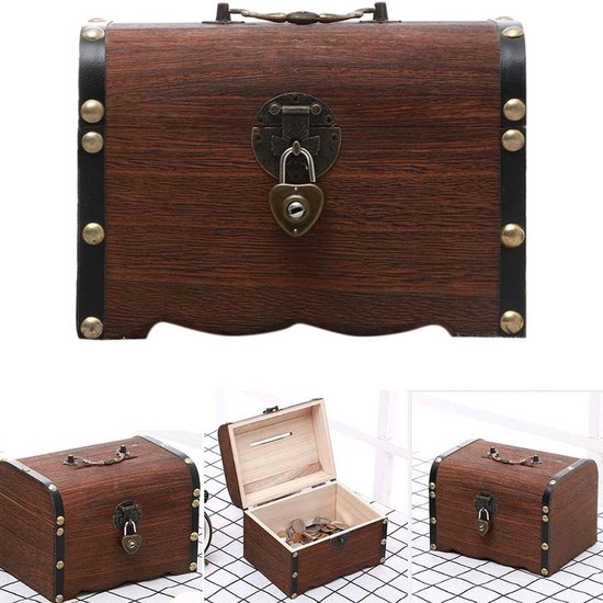 Coffre Au Trésor Vintage En Bois Vert 24x17x10 Cm - Boîte Avec Serrure à Combinaison Pour Enfants Et Rangement