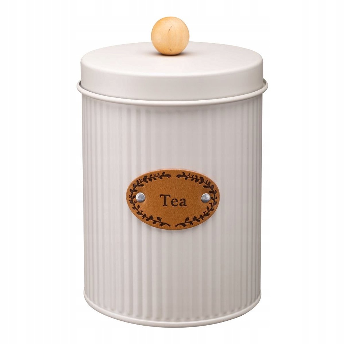 SIMO TEA metalen theebus, beige, 11x11x15,5cm