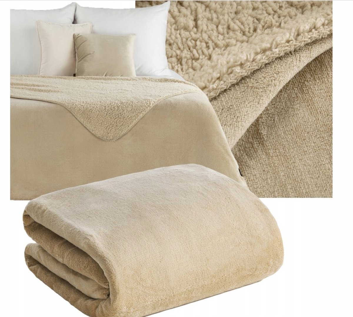 Zachte Dubbelzijdige Plaid/Deken 70x160cm - Licht Beige