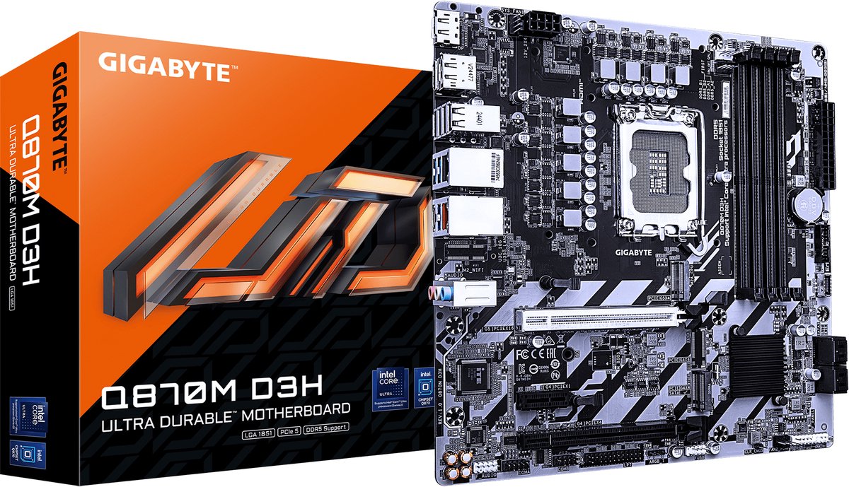 GIGABYTE Q870M D3H moederbord Intel Q870 LGA 1851 (Socket V1) micro ATX