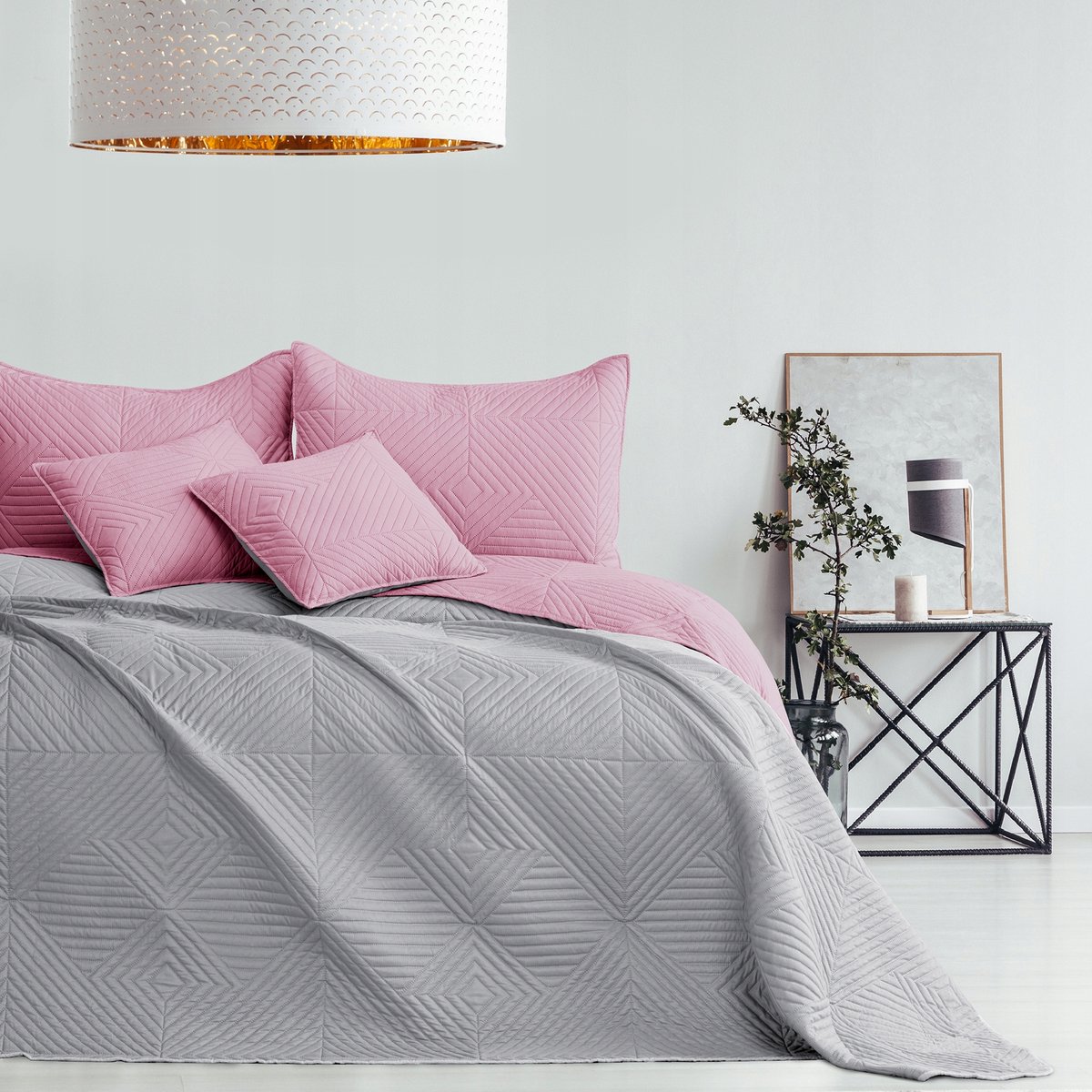 AmeliaHome RESTILO Dekbedovertrek 240x260cm - Roze/Grijs - OEKO-TEX