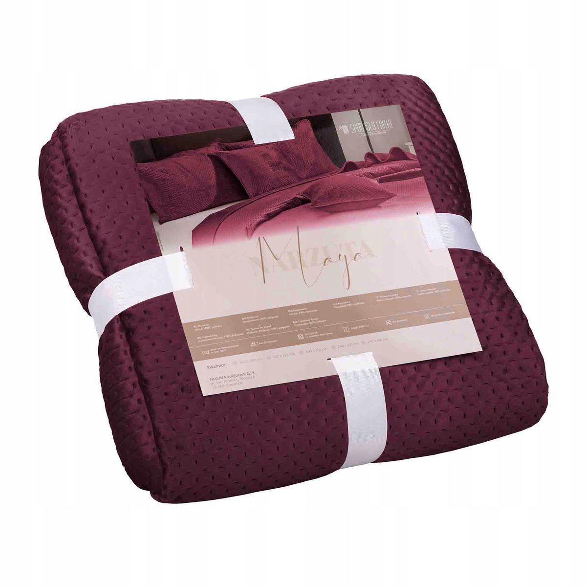 Luxe velours sprei Maya Bordo 240x260cm gewatteerd
