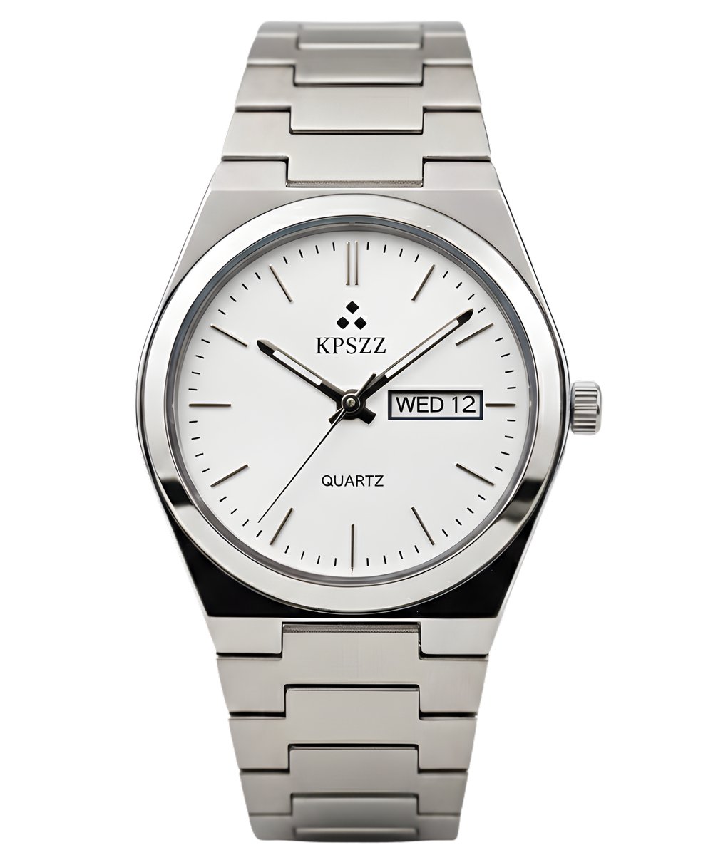 KPSZZ Ardemonte Heren Horloge - 40 mm - Witte Wijzerplaat - Premium Roestvrij Staal - Sapphire Glass - Japans Quartz - Betaalbare Luxe