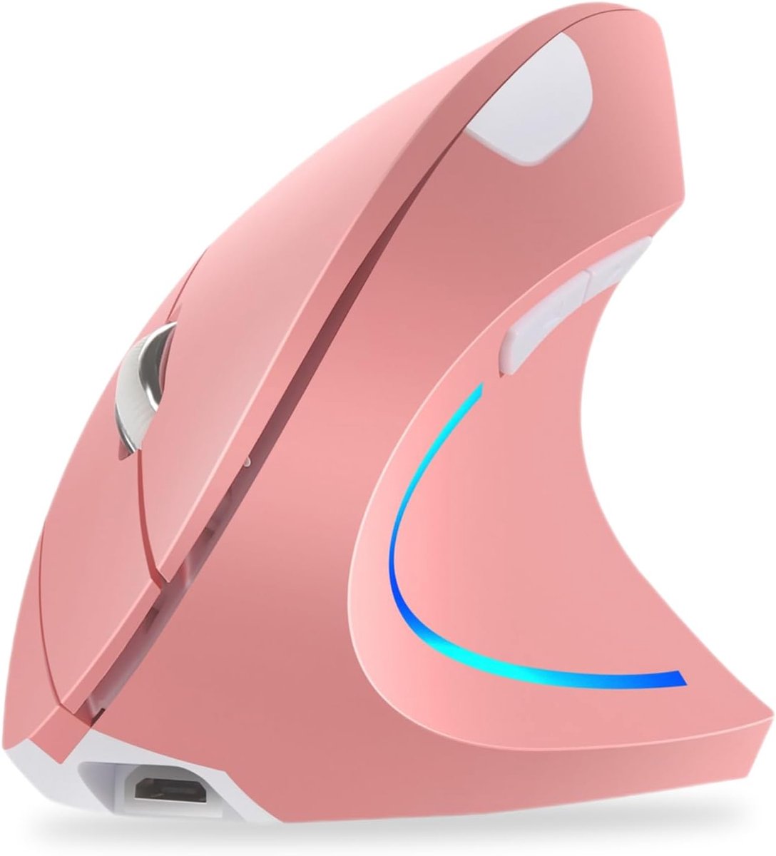 2,4 GHz draadloze ergonomische verticale muis met 4 instelbare DPI 800/1200/1600/2400, 6 knoppen, compatibel met pc, desktop en Mac - roze