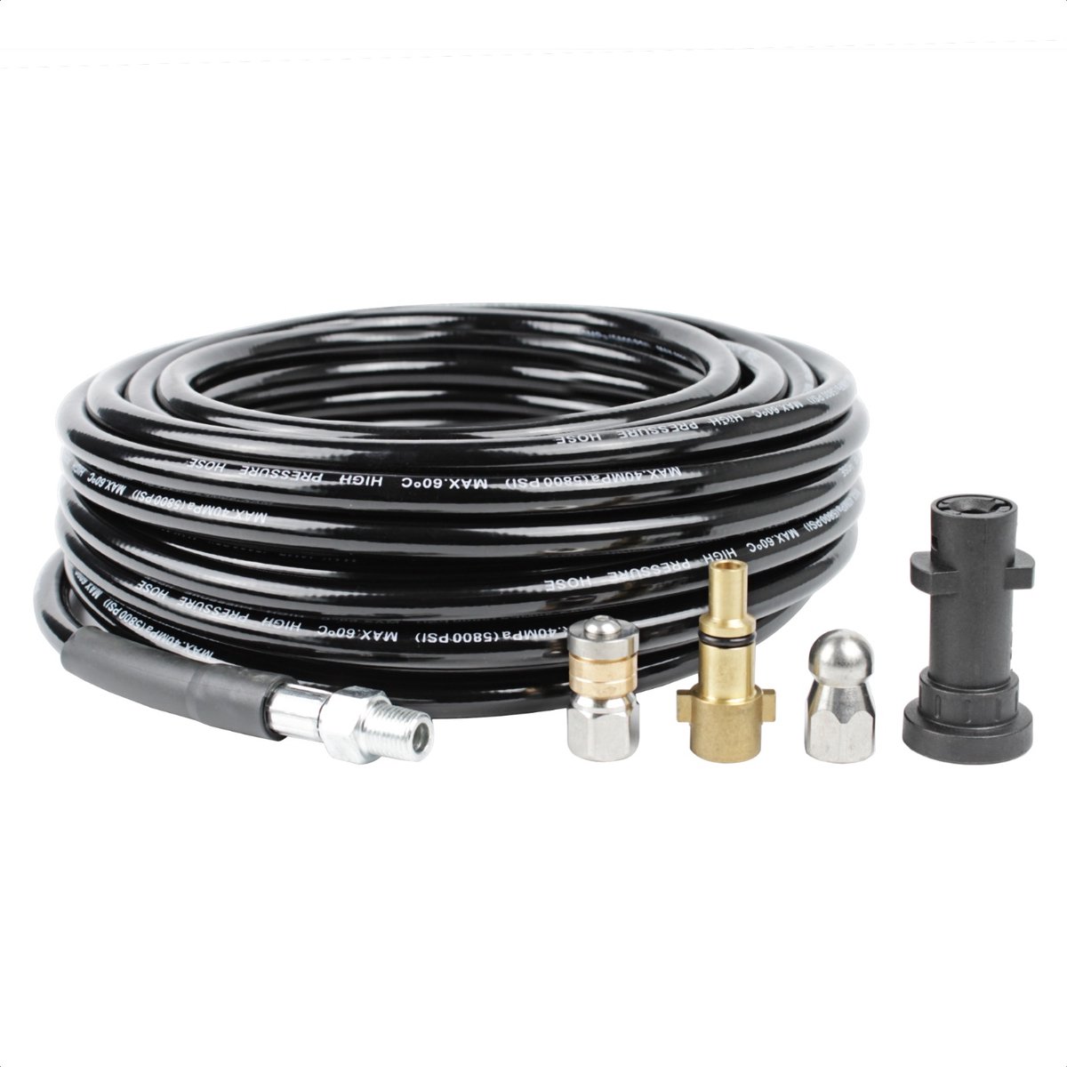 Aquila Rioolslang & Rioolrat 15m - Rioolontstopper & WC Ontstopper - Hogedrukreinigers Karcher K2-K7 - Roterende + Voorwaartse Kop - Gootsteen Ontstopper - Rioolreinigingsset