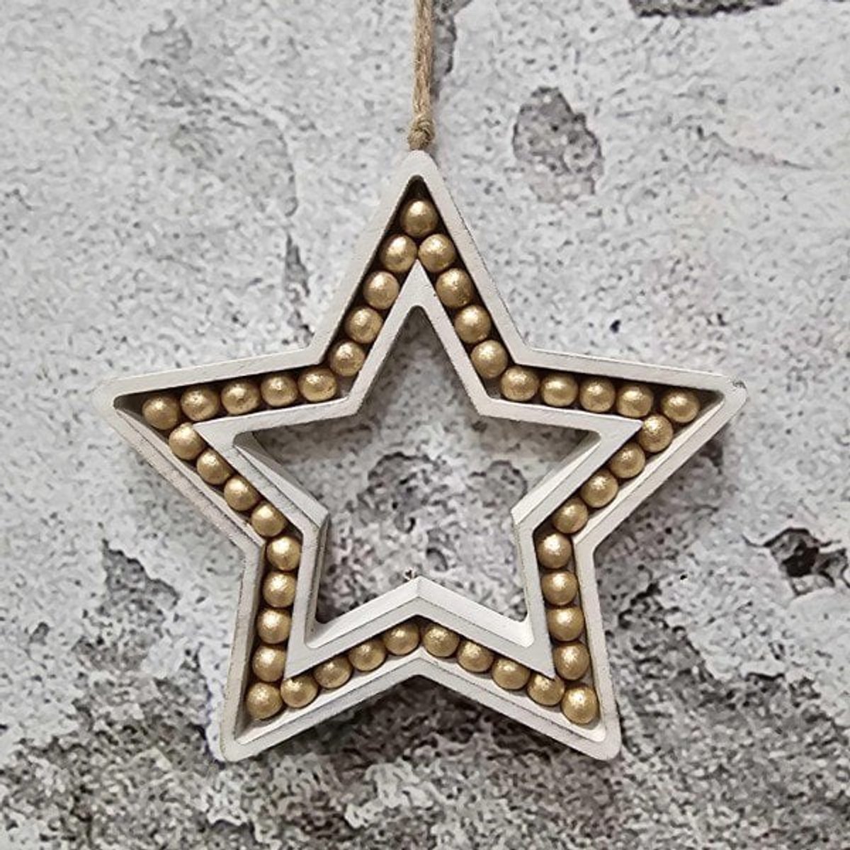 Kerstornament ster | Kralen 16 cm | Kerstster | ornament | Kerstmis | Goud | Beige | Woonaccessoires | Woonaccessoire | Decoratief | Deco | Decoratie | Winter | Winterse decoratie | Living | Inrichting | Woonkamer | Wonen | Accessoires | Accessoire