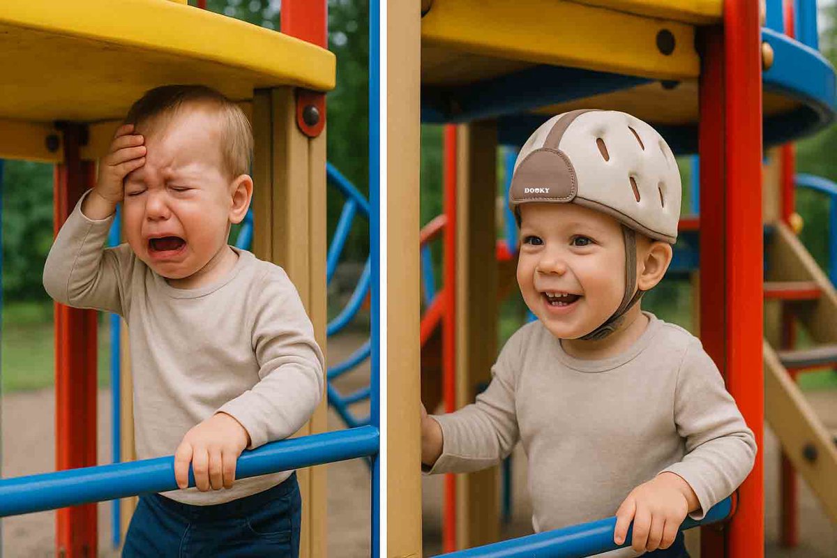 Dooky Baby Safety Helmet – Lichtgewicht Beschermhelm 6-24 Maanden – Verstelbaar & Schokabsorberend
