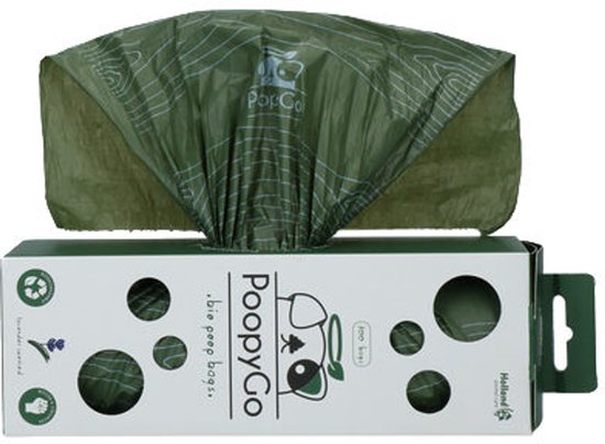 Sacs à crottes PoopyGo parfum lavande - Biodégradable - 300 sacs à crottes - Sacs à crottes pour chien - Vert foncé