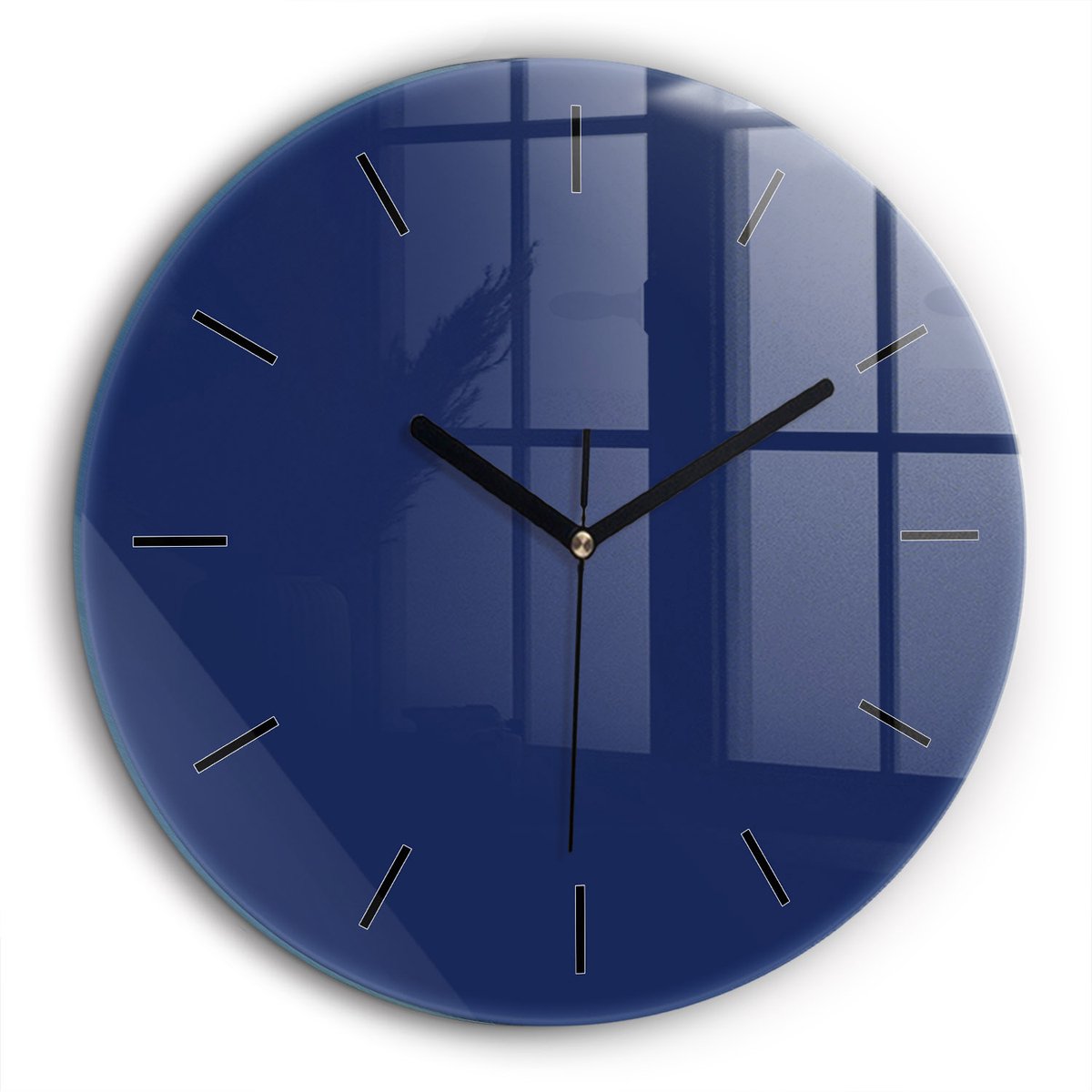 Wallfluent Wandklok - Marine Ronde Glazen Klok - 60 cm x 60 cm - Marine Wandklok - Zwarte Handen - Wandklok Zonder Cijfers - Wandklok Glas Woonkamer - Ronde Glazen Wandklok - Industrieel Wandklok - Ronde Glas Klok