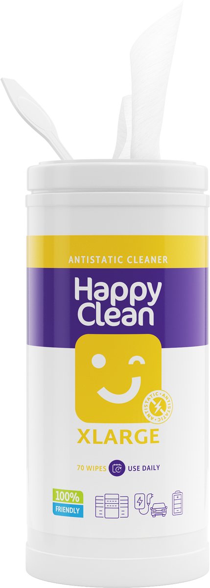 Happy Clean Antistatische Vochtige doekjes - 70 stuks - ESD Veilig - Veilig reinigen van gevoelige en kwetsbare systemen en kunststof - Vervanger voor anti statische spray