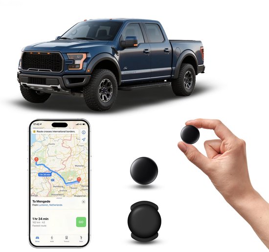 Mini-auto-GPS-tracker - Verborgen magnetische autotracker, realtime GPS-tracking geschikt voor kinderen, auto's en huisdieren, geen maandelijkse kosten, werkt met Find My, voertuigzoeker, geen simkaart vereist