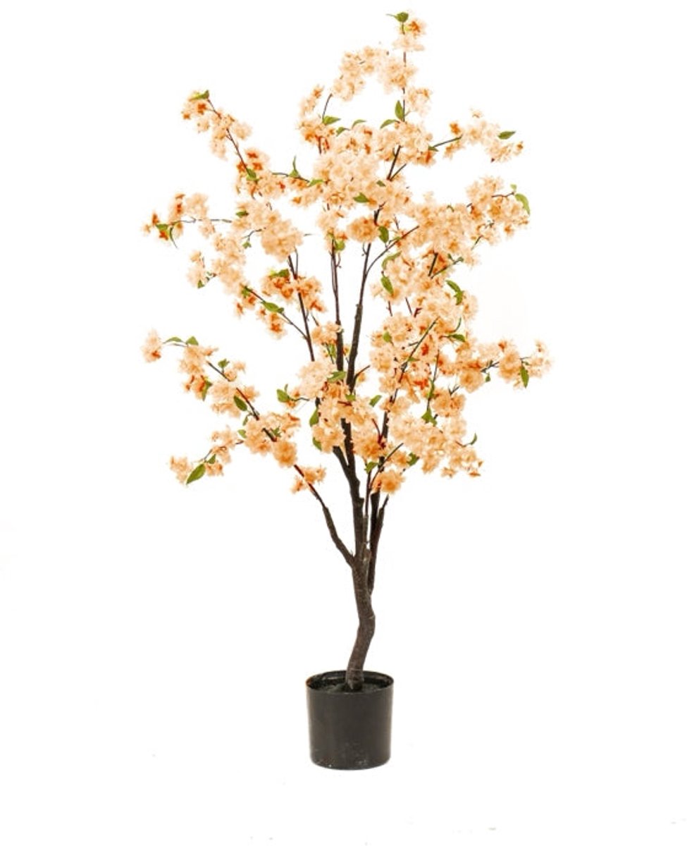 Emerald - Kunstboom Kersenbloesem 135cm peach - Kunstplant voor binnen - Japanse Sakura - Bloesemboom - Cherry Blossom