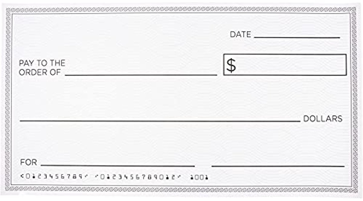 Extra Grote Herbruikbare Neppapier Cheque - 30 x 16 Inch, Droogwisbaar voor Schenking en Donaties
