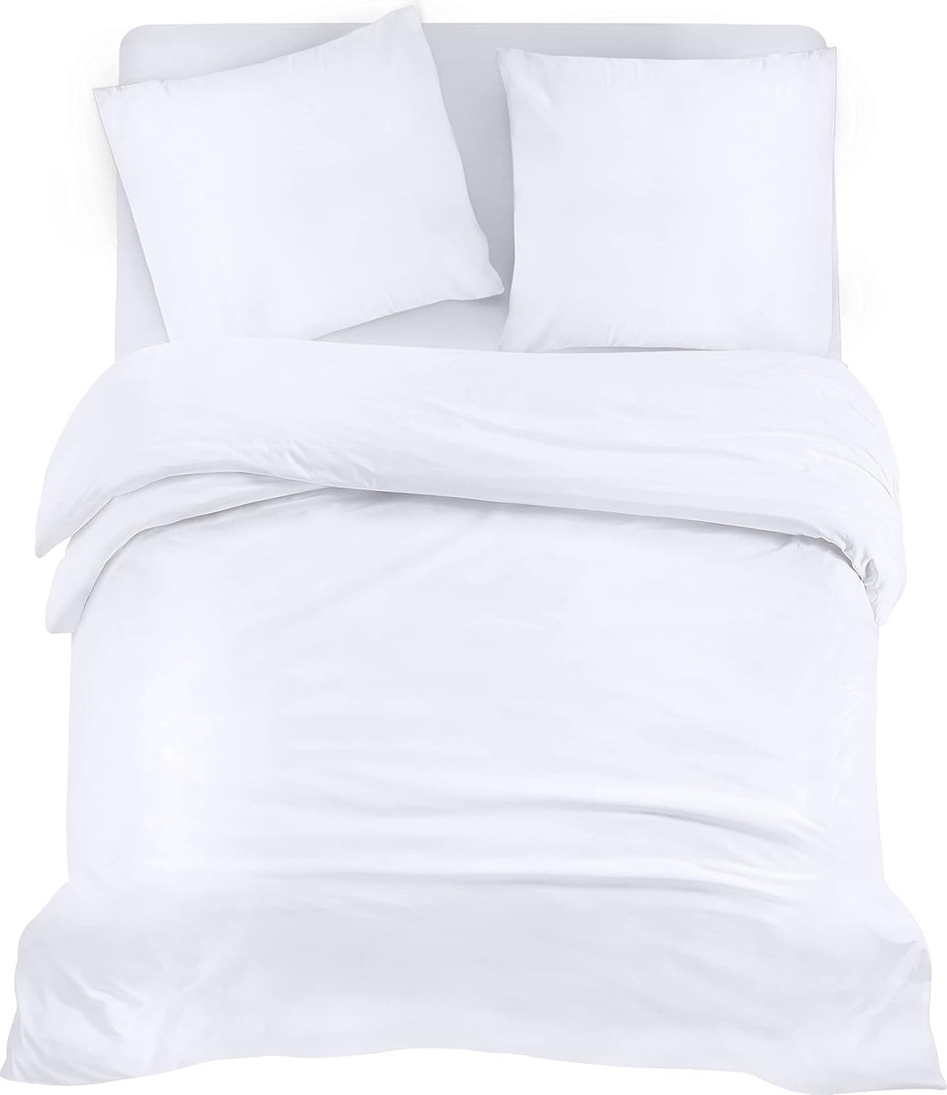 Azalia Beddengoed set - Geborsteld Microvezel Polyester - Dekbedovertrek (200x200cm), Hoeslaken (140x200cm) met Kussenslopen (80x80cm), Wit