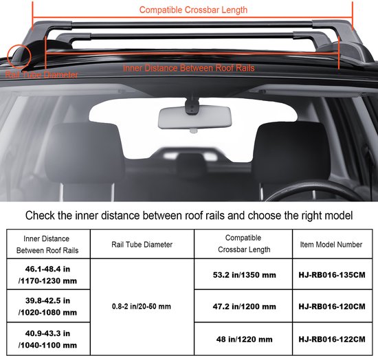 Barre transversale de toit universelle, max. 122,8 cm (48,4 po) Barre transversale de toit en aluminium, compatible avec les rails latéraux rainurés sans espace, capacité de charge de 100 kg