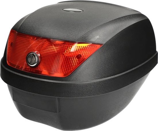 Foto: Mezoly universele topkoffer van 28 liter in zwart voor scooter en motor met bevestigingsslede