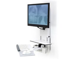 Ergotron StyleView Vertical Lift 61-080-062 – Zit-Sta Wandwerkstation – Monitor- en Toetsenbordhouder – Tot 24 Inch – VESA 75x75 / 100x100 – Wit