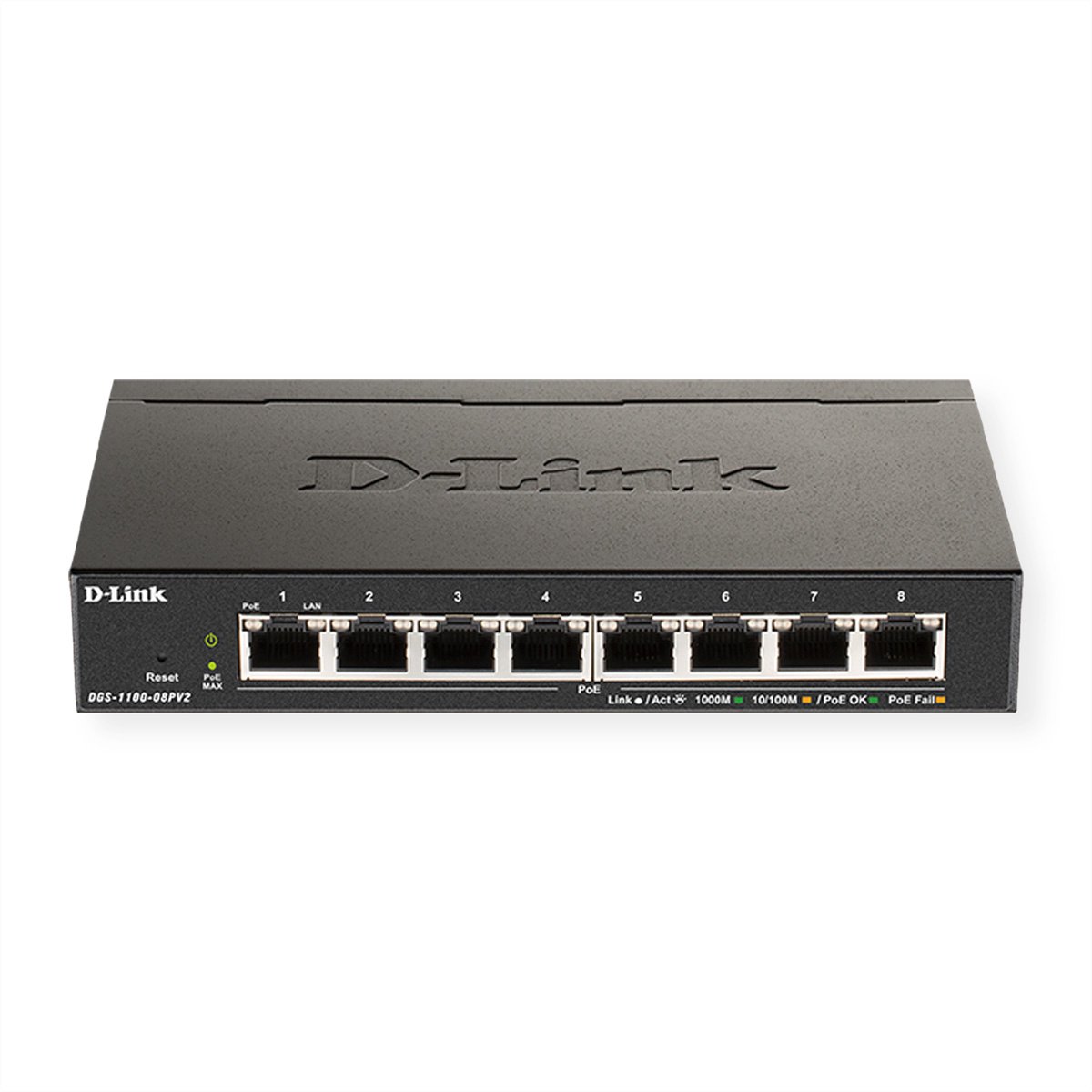 D-Link DGS-1100-08PV2 Managed L2/L3 Gigabit Ethernet (10/100/1000) Power over Ethernet (PoE) Zwart