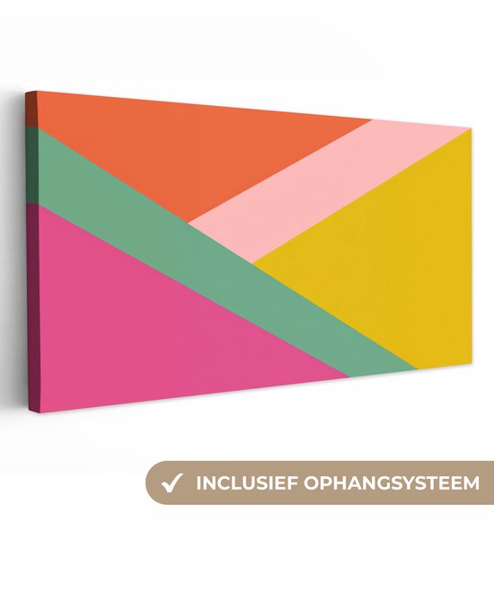 Tableau sur toile 80x40 cm - Décoration murale Triangles - Coloré - Abstrait - Décoration murale salon - Décoration chambre - Accessoires de chambre - Peintures sur toile