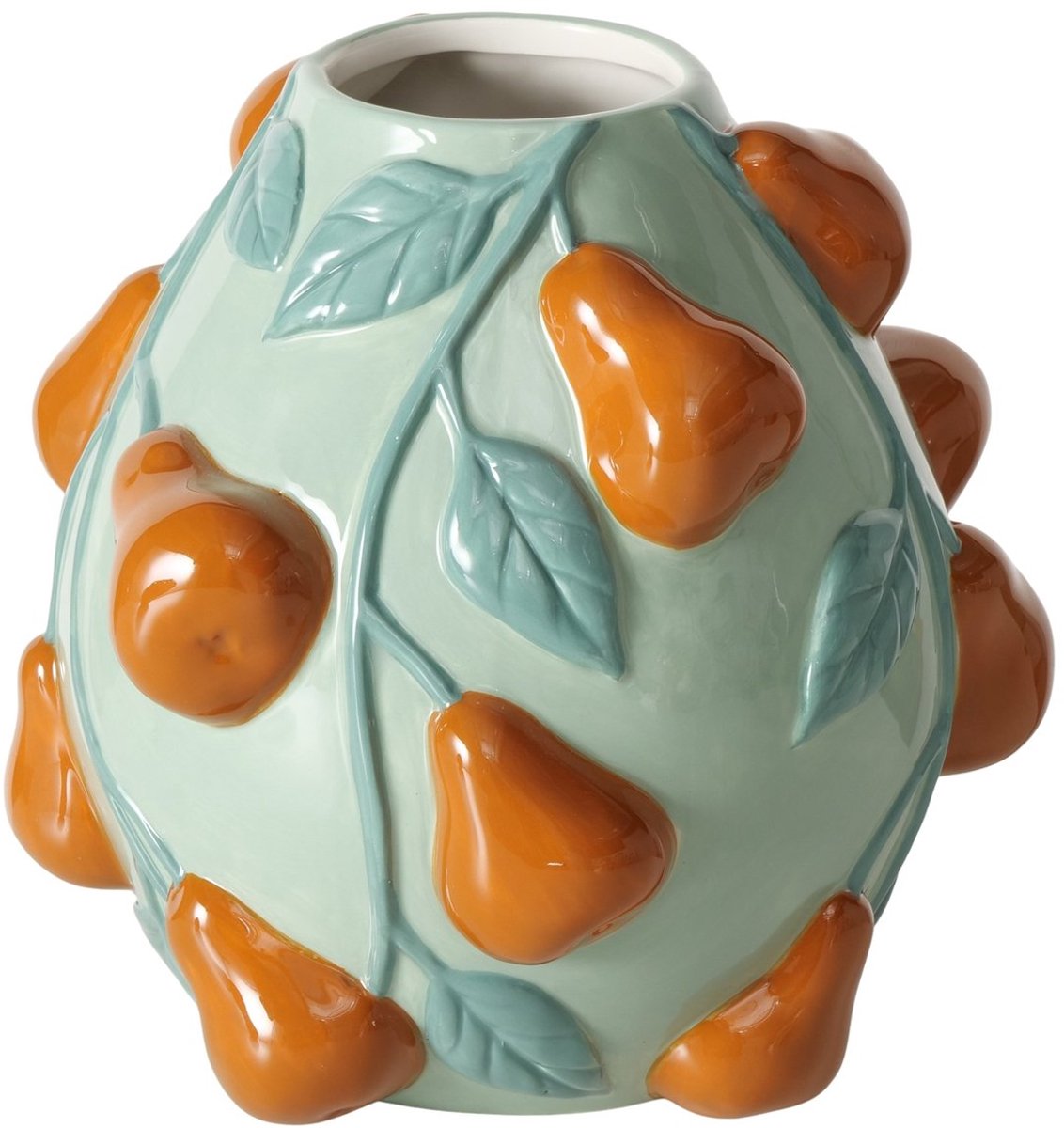 Boltze Vaas keramiek groen met bruine peren Boltze 20 cm