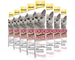 8x GimCat Anti-Hairball Duo-Paste Kip & Mout 50 gr