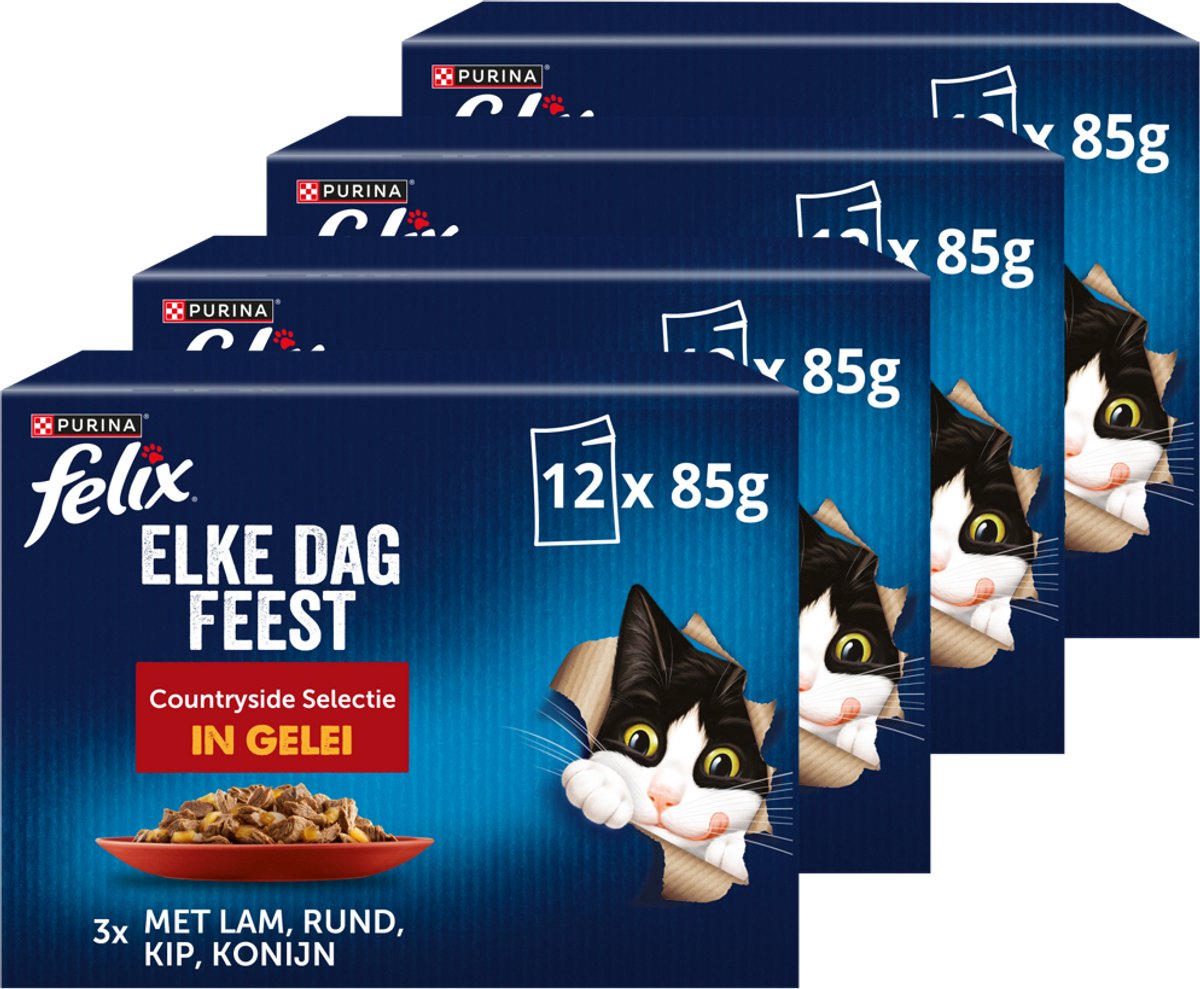 Felix Elke Dag Feest Countryside Selectie in Gelei - Katten natvoer - 4x12x85 gr