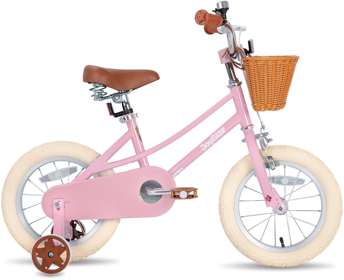 JOYSTAR Fantasy Kinderfiets 16 inch - retro design - met mand en bel - bel - Geschikt voor buitenactiviteiten in de lente