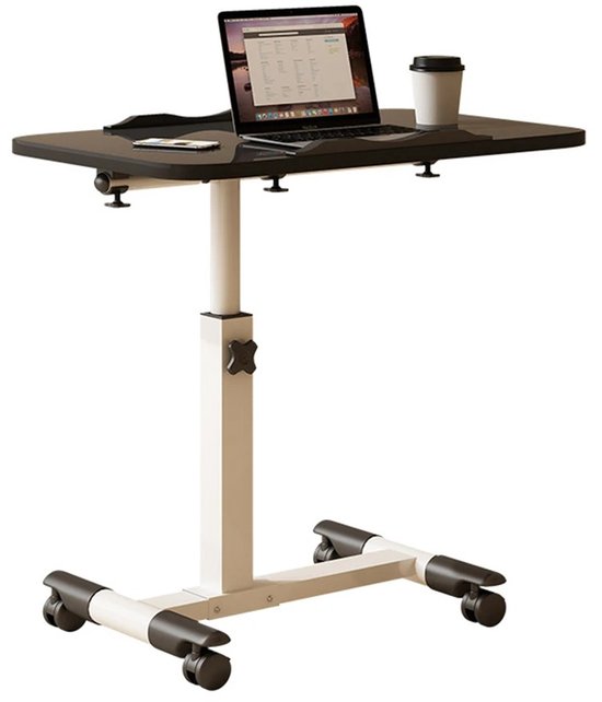 Foto: Nella bovenbedtafel laptoptafel laptopbureau verrijdbaar hoogte verstelbaar banktafel bijzettafel zwart 60x40x90cm