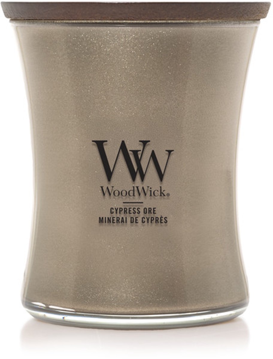 WoodWick Precious Metals - Cypress Ore - Medium Geurkaars - Nikkel Nikkel\