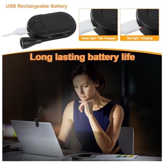 Leeslamp, leeslamp USB bed 360° oplaadbaar, draagbare 3 kleuren verstelbare LED-licht leeslamp van Merkloos — afbeelding 4