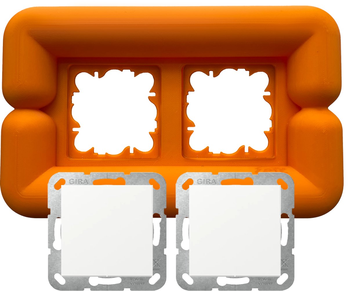 Felt- Stopcontact - Minneola Orange - Big Buoy (double) - 2 lichtschakelaars - Plug frame