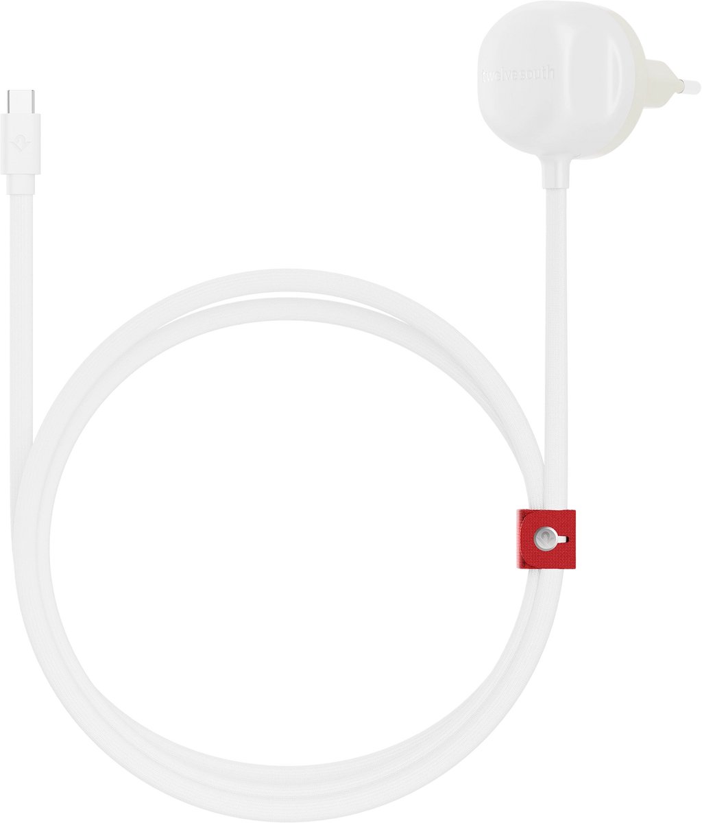 Twelve South PowerCord Serie USB-C Oplaadkabel – 30W Snelladen – USB-C Compatibiliteit – Duurzaam Gevlochten Ontwerp - Wit