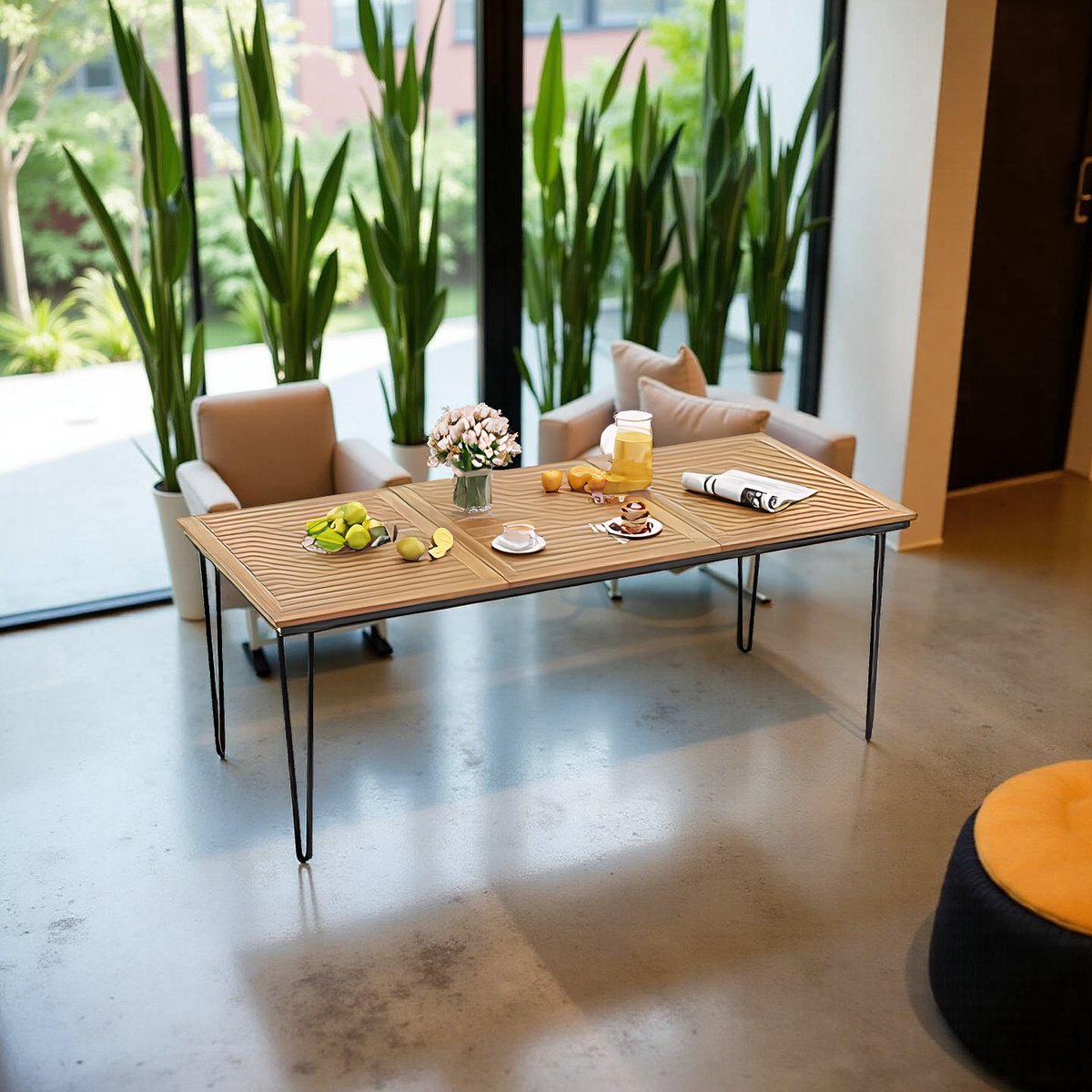 Rechthoekige Tuintafel Acaciahout 200x90 cm – Weerbestendig Eettafel voor 8 Personen met P