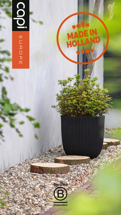 Capi Europe - Bloempot bol Groove NL - 43x41 - Warm taupe - Bloempot voor binnen en buiten - Levenslang garantie - Breukbestendig - 100% Recyclebaar - CO2 Neutraal geproduceerd - KGVWT933