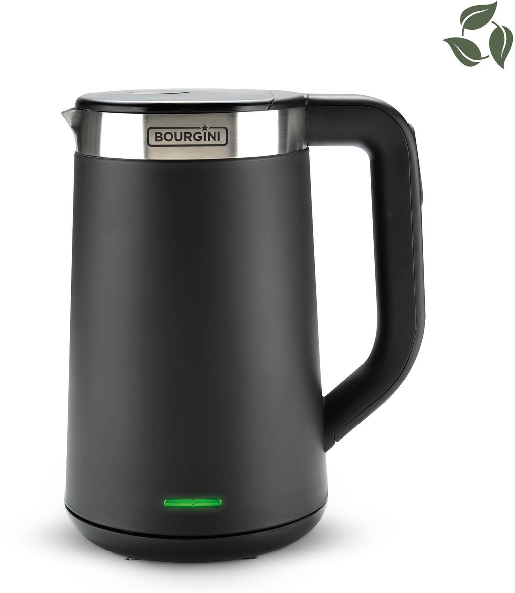 Bourgini Elements - Digitale Waterkoker - Zwart - 1.7 liter inhoud - GRS gecertificeerd gerecyclede materialen — afbeelding 1