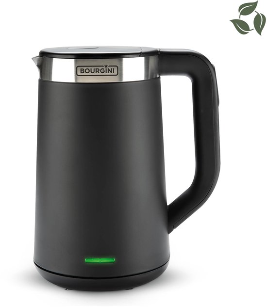 Bourgini Elements - Digitale Waterkoker - Zwart - 1.7 liter inhoud - GRS gecertificeerd gerecyclede materialen