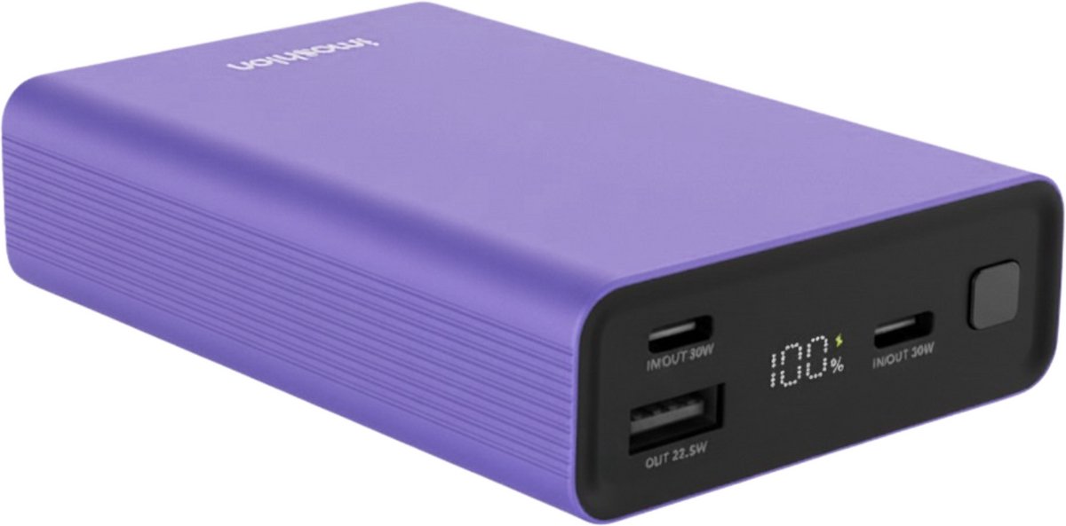 imoshion Powerbank 20000 mAh - 30W Ultra Snellader - LED indicator - USB C & USB A - Geschikt voor o.a. iPhone en Samsung - Universeel - Paars - imoshion - €29,99